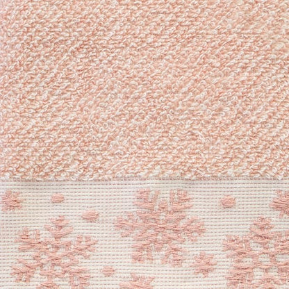 SKL Home Christmas/Winter Heather Snowflake Bath Towel, Blush Pink | 100% Cotton. 500 GSM. Plush & absorbent jacquard. Great for holiday gifting.
