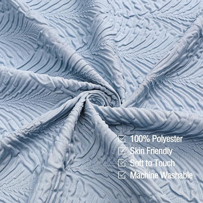 72x84 Extra Long Shower Curtain, Fog Blue 3D Embossed Half Bath Curtain