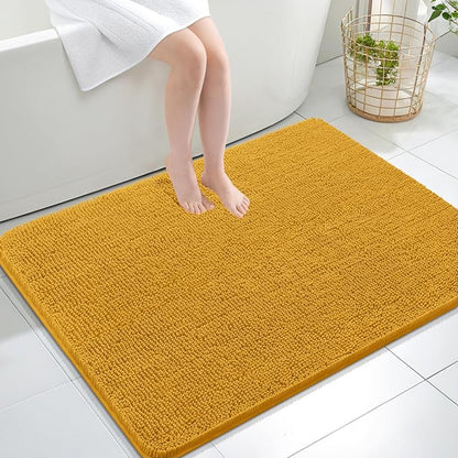 OLANLY Large Bathroom Rugs 40x32, Extra Soft Absorbent Chenille Bath Rugs | Golden Yellow, Quick-Drying Rubber Backing, Washable Bath Mat for Bathroom Floor, Tub and Shower, Home Decor Accessories