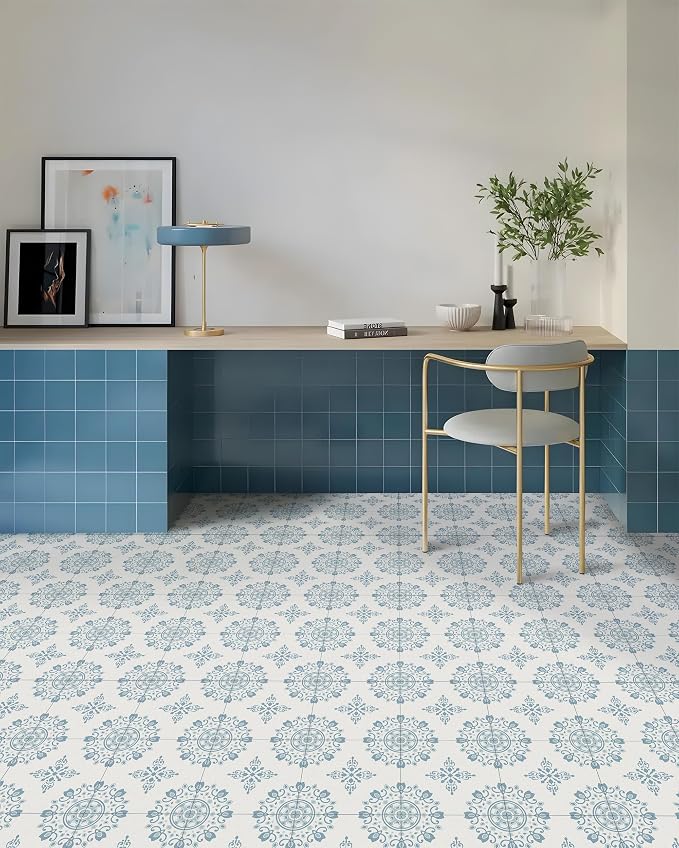 Peel & Stick Floor Tile Stickers, DIY Flooring for Kitchen, Dining Room, Bathrooms, Pet House and More, Self-Adhesive 8x8 inches,10 Pack (1640)