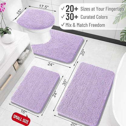OLANLY Bathroom Runner Rugs 40x24, Extra Soft Absorbent Chenille Bath Rugs | Lavender, Quick-Drying Rubber Backing, Washable Long Bath Mat for Bathroom Floor, Tub and Shower, Home Decor Accessories