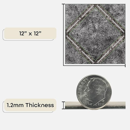 Nexus Self Adhesive 12-Inch Vinyl Floor Tiles, 20 Tiles - 12" x 12", Metallic Marble Diamond Pattern - Peel & Stick, DIY Flooring for Kitchen, Dining Room, Bedrooms & Bathrooms by Achim Home Decor