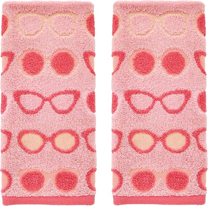 SKL Home Summer Shades Hand Towel Set-2pc, 100% Cotton Jacquard, Blush | Soft & absorbent. For use in the bathroom, kitchen or bar. Great for summer fun & everyday décor.