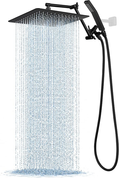 G-Promise All Metal 12 Inches Rainfall Shower Head with Handheld Combo | All Metal, Built to Last, Easy Install, Adjustable Height & Angle for All Heights, Extra Long Hose, Modern Upgrade