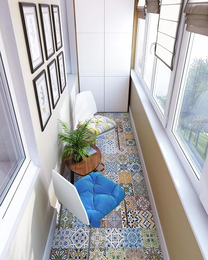 FLFK Peel and Stick Tile Stickers - 13 Waterproof Decals, Each with 6 Patterns, Each 7.08" W x 39.3" L, Perfect for Kitchen, Bathroom, Stairs, and Cupboards