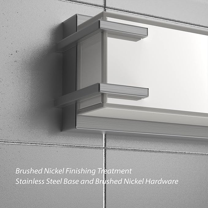 Bathroom Light Fixture Over Mirror 24.4" Vanity Light with Milky White Lampshade 4000K Daylight Brushed Nickel Bath Bar (Brushed Nickel)