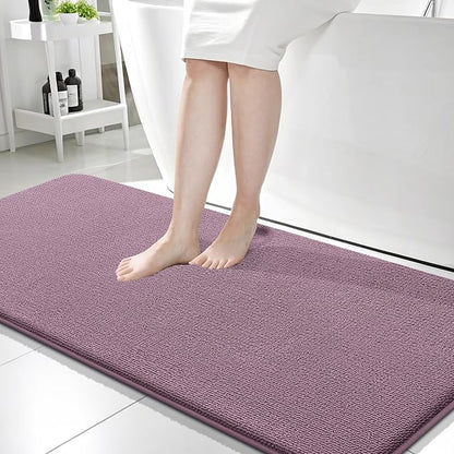 OLANLY Memory Foam Bathroom Runner Rug 59x24, Absorbent Long Mat, Deep Plum | Soft Quick Dry Bath Rugs, Non-Slip Carpet, Machine Washable Mat for Bathroom Floor, Tub and Shower, Home Decor Accessories