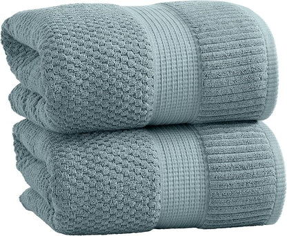 2 Pack Oversized Bath Towels 100% Cotton | Green Towels | Oeko‑TEX Standard 100 | Soft & Absorbent, Quick‑Dry | Trinity Collection - Stormy Sea