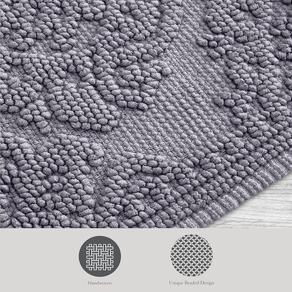 Jean Pierre - Ricardo Bath Mat, Woven Fringe Bathroom Rugs, 100% Cotton, Premium Bathroom Decor - Measures 17" x 31" - Dark Gray