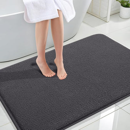 OLANLY Memory Foam Large Bathroom Rugs 44x32, Absorbent Bath Mat, Dark Grey | Soft Quick Dry Bath Rugs, Non-Slip Carpet, Machine Washable Mat for Bathroom Floor, Tub and Shower, Home Decor Accessories