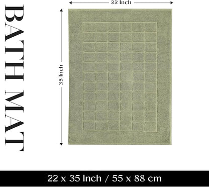 Superior 100% Cotton Bathmat Set, Bath Mats, Bathroom Decor, Shower, Bathtub Essentials, Accessories, Small Washable Rug, No Backing, Heavyweight, Nora Collection, Set of 2, 22" x 35", Forest Green