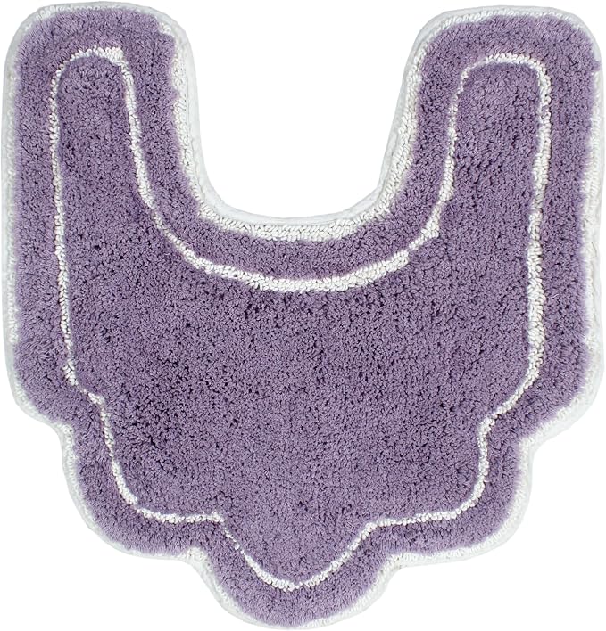 Home Weavers Allure Collection Toilet Rugs U Shaped,Extra Thick Toilet Rug, Non-Slip Contour Mat for Bathroom,100% Cotton Soft, Absorbent Water, Machine Washable, 20"x20" Contour, Purple