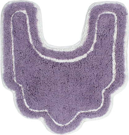 Home Weavers Allure Collection Toilet Rugs U Shaped,Extra Thick Toilet Rug, Non-Slip Contour Mat for Bathroom,100% Cotton Soft, Absorbent Water, Machine Washable, 20"x20" Contour, Purple