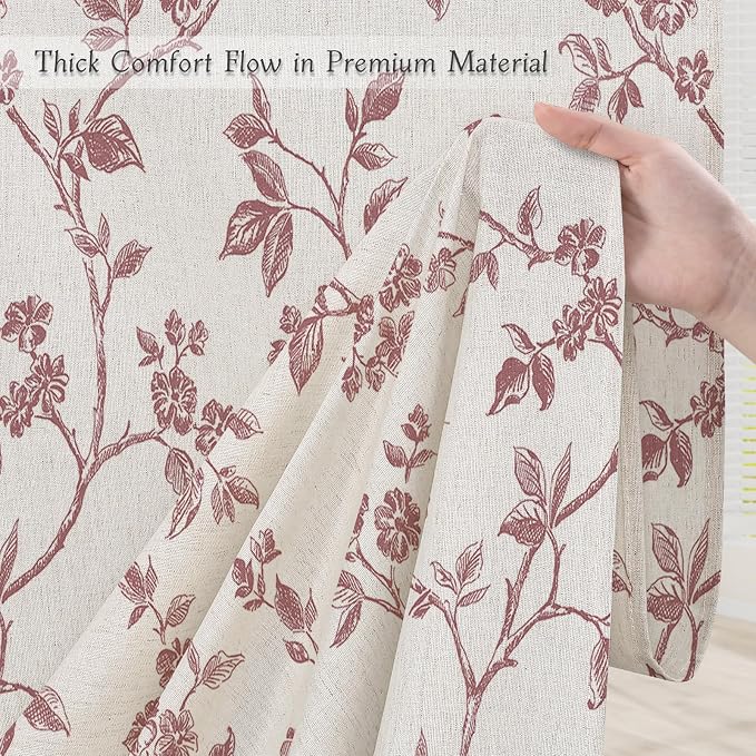 MitoVilla Small Stall Linen Floral Shower Curtain for Bathroom,36 x 72 | Narrow Half BoHo Cottagecore Spring Shower Curtains, Modern Farmhouse Country Plant Leaves Bathroom Décor, 36 x 72