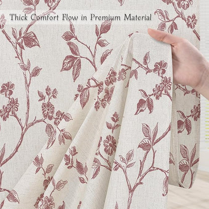 MitoVilla Small Stall Linen Floral Shower Curtain for Bathroom,36 x 72 | Narrow Half BoHo Cottagecore Spring Shower Curtains, Modern Farmhouse Country Plant Leaves Bathroom Décor, 36 x 72