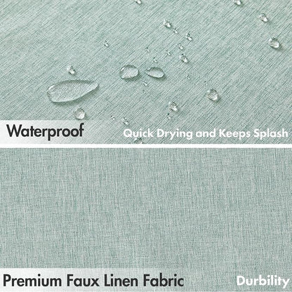 MIULEE 72"x84" Extra Long Scalloped Linen Shower Curtain Seafoam Green | Linen Textured, Waterproof, Washable, 12 Metal Hooks, Heavy Duty Cloth, Black Border, Shower Curtain for Bathroom Bathtub