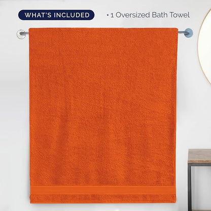 Elegant Comfort Premium Super Soft Highly Absorbent 1 Piece Oversized Bath Sheet - 40" x 80" inch, Luxurious Hotel Spa Quality 100% Turkish Cotton Extra Large Bath Towels for Adults, Orange