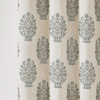 Lush Decor Sofia Flower Block Bouquet Shower Curtain Single 72" W X 72" L Teal - Bath Curtain - Block Print - Floral Shower Curtain - Vintage Boho Decor