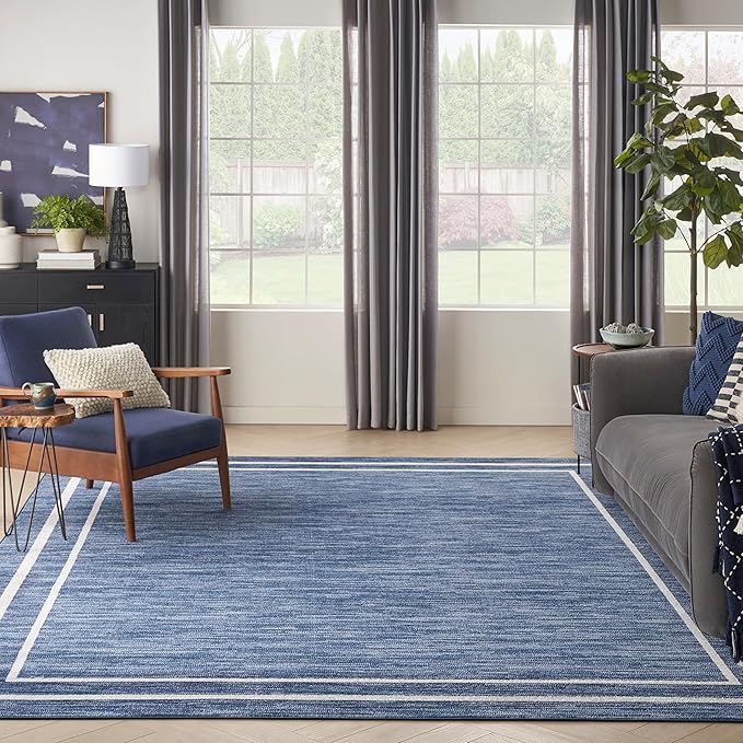 Nourison Home Nourison Essentials Navy/Ivory 9' x 12' Area Rug - Easy Clean, Non Shedding, Bed Room, Living Room, Dining Room, Kitchen (9' x 12')