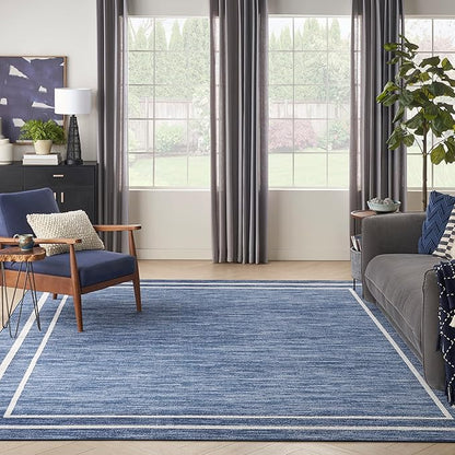 Nourison Home Nourison Essentials Navy/Ivory 9' x 12' Area Rug - Easy Clean, Non Shedding, Bed Room, Living Room, Dining Room, Kitchen (9' x 12')