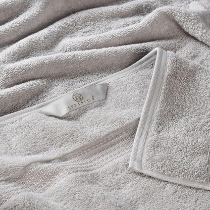 SUPERIOR Egyptian Cotton Bath Towel Set, Home Bathroom Towels, Master, Guest Bath, Decor Essentials, Quick Dry, Absorbent, Large Body Towels, Spa, Hotel, Resort, Adult, Kids, Set of 2, Silver