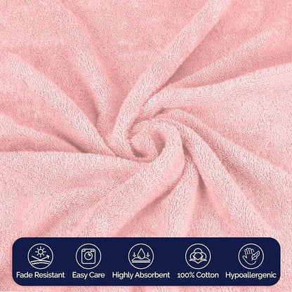 Elegant Comfort Premium Turkish Cotton 4 Pack Hand Towel Set - 16 x 28 inch, Luxurious Hotel Spa Quality 100% Turkish Cotton 4PC Hand Towel Set - Highly Absorbent - Soft Bathroom Towels, Dusty Rose