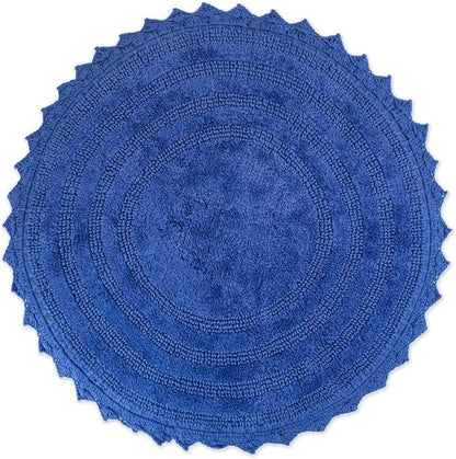DII Crochet Collection Reversible Bath Mat, Round, 27.5" Diameter, Blueberry