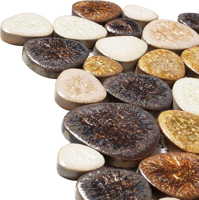 Yellowstone Matte Pebbles Mosaic Tile for Shower Floor Bathroom Floor Tiles Non Slip [5 Sheets]