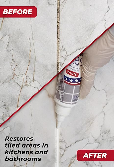 Grout Repair Kit, White, Fast Drying Sealer, 8.8 oz | Tile Filler; Restore & Renew