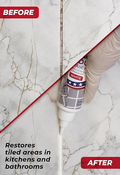 Grout Repair Kit, White, Fast Drying Sealer, 8.8 oz | Tile Filler; Restore & Renew