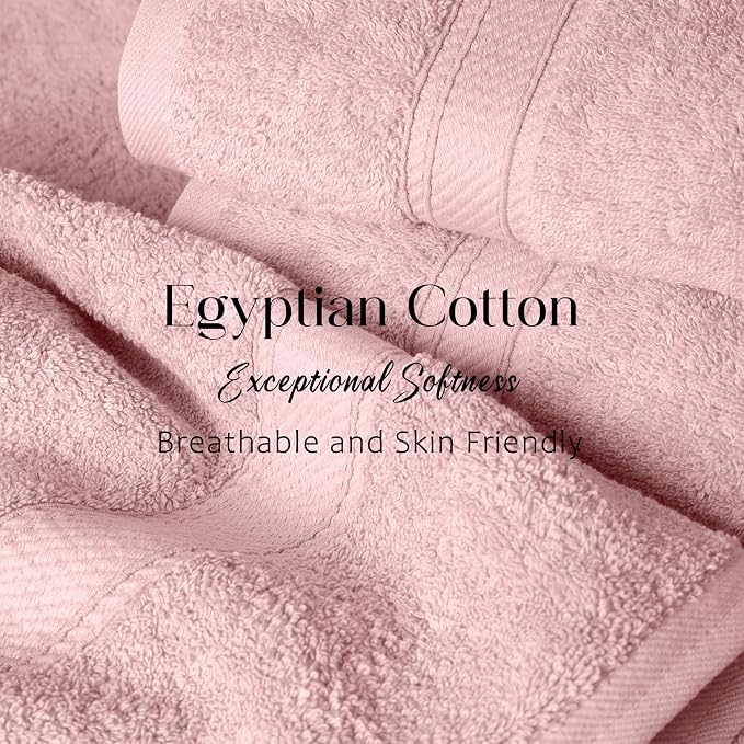 SUPERIOR Egyptian Cotton Ultra Plush & Absorbent, 6 Piece Set, Tea Rose | Quick Dry, Soft Luxury Towel Set, Bath Essentials, Guest Bath, Spa, 2 Bath, 2 Hand, 2 Face Towels, Madeline Towels