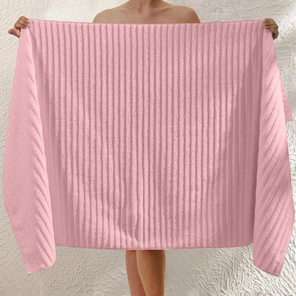 Elegant Comfort 100% Turkish Cotton Corduroy Ribbed Luxury Jumbo Bath Towel Ultra Soft - 35 x 70 Inch - Luxury Spa Premium Hotel Quality Highly Absorbent and Quick Dry Large Bath Towel, Dusty Rose