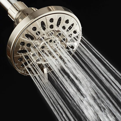 AquaDance Brushed Nickel High Pressure 6-Setting 4" Shower Head – Angle Adjustable, Anti-Clog Showerhead Jets, Tool-Free Installation-USA Standard Certified-Top U.S. Brand – 1.8 GPM