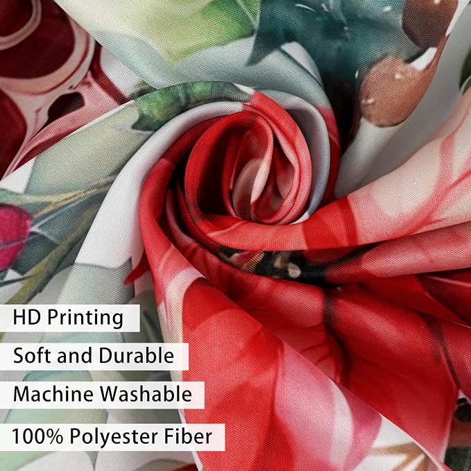 Christmas Shower Curtain Set Xmas Holly Shower Curtains Waterproof Fabric Bath Curtains with 12 Hooks for Winter Christmas Holiday Home Bathroom Decor, 72 x 72 Inches
