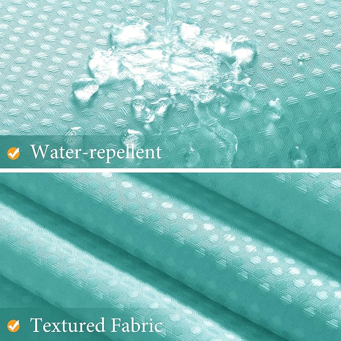 Shower Curtain 72 inches Long 6FT for Bathroom 1 Panel Aqua Blue | Ombre Waffle, Shower Curtains with Hook, Water Repellent, Boho Farmhouse, Simple Modern Bath Decor, 72x72