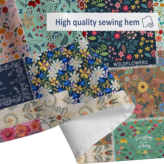 Boho Patchwork Floral Shower Curtain - Vintage Bohemian Colorful Flowers With Inspirational Quotes, Retro Funky Wildflower Hippie Eclectic Pattern, Fabric Waterproof 72"x72"