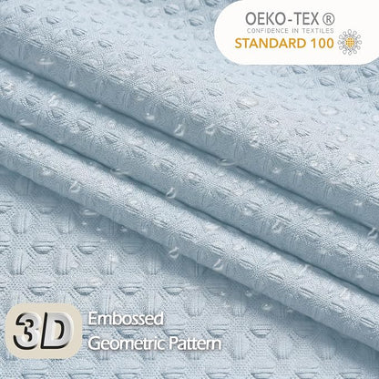 Stall Shower Curtain 36 x 72 Inch, Textured Soft Fabric Waffle Narrow Size Modern Shower Small Curtain for Bathroom Hotel, Machine Washable, Water Resistant, Glacier Blue, 36Wx72L Inches