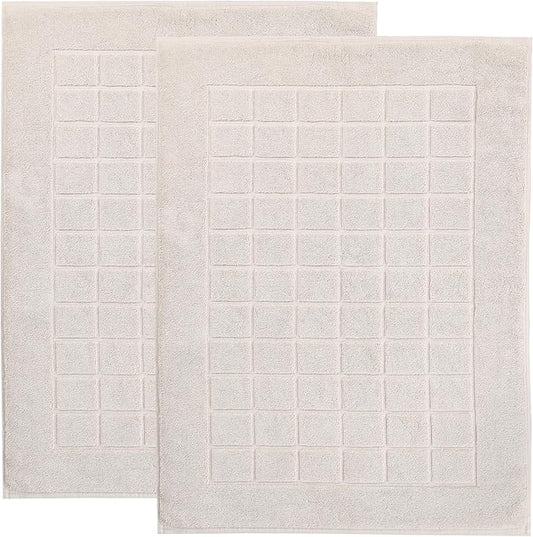 Superior 100% Cotton Bathmat Set, Bath Mats, Bathroom Decor, Shower, Bathtub Essentials, Home Accessories, Small Washable Rug, No Backing, Heavyweight, Nora Collection, Set of 2, 22" x 35", Stone