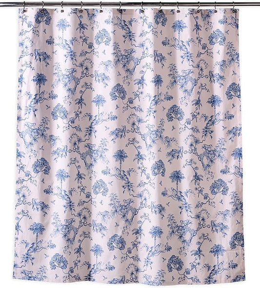 Maison d' Hermine Shower Curtain 100% Cotton One Panel 70"x72" Washable Fabric Shower Curtains for Bathroom, Easy Hanging with 12 Button Holes - Home Hotel Spa Easter Gifts (Bonobo - Blue)