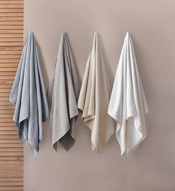 Nautica – Bathroom Towels, Soft Waffle Texture Washcloth, Bath & Hand Towels, Quick Dry & Highly Absorbent Cotton, Set of 8, College Dorm Room Essentials (Oasis Beige)