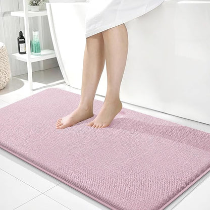 OLANLY Memory Foam Bathroom Runner Rugs 44x24, Long Bath Mats, Dusty Rose | Soft Quick Dry Bath Rugs, Non-Slip, Absorbent Machine Washable Mat for Bathroom Floor, Tub and Shower, Home Decor Accessories