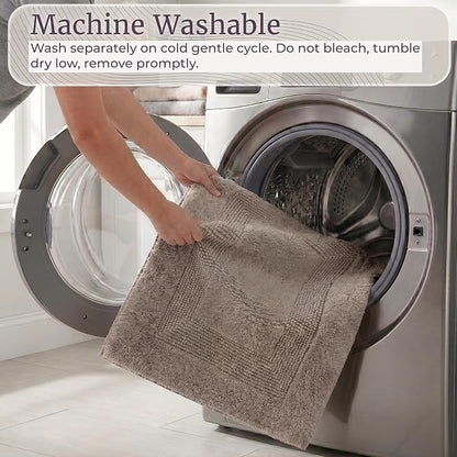 Bathroom Rugs - 2-Piece Cotton Bathroom Mat Set - Machine Washable Bath Mats for Washroom, Kitchen, or Laundry Room by Lavish Home (Taupe)