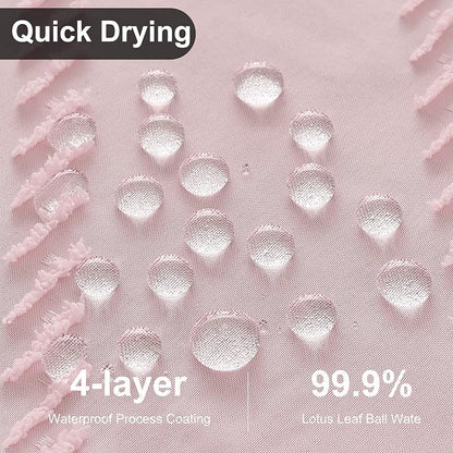 Siiluminisoy Blush Shower Curtain Fabric Shower Curtain for Bathroom 72 x 84 Tufted Chevron Textured Striped Modern Farmhouse Minimalist for Bathroom