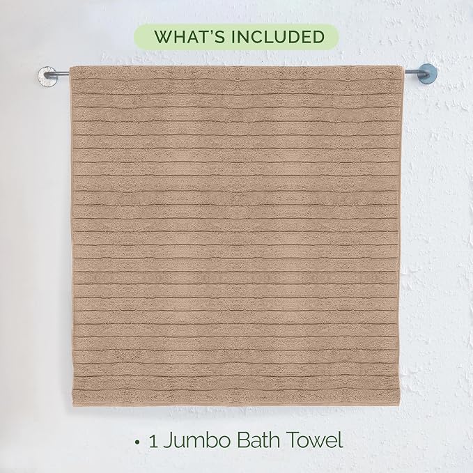 Elegant Comfort 100% Turkish Cotton Corduroy Ribbed Luxury Jumbo Bath Towel Ultra Soft - 35 x 70 Inch - Luxury Spa Premium Hotel Quality Highly Absorbent and Quick Dry Large Bath Towel, Taupe
