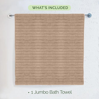 Elegant Comfort 100% Turkish Cotton Corduroy Ribbed Luxury Jumbo Bath Towel Ultra Soft - 35 x 70 Inch - Luxury Spa Premium Hotel Quality Highly Absorbent and Quick Dry Large Bath Towel, Taupe