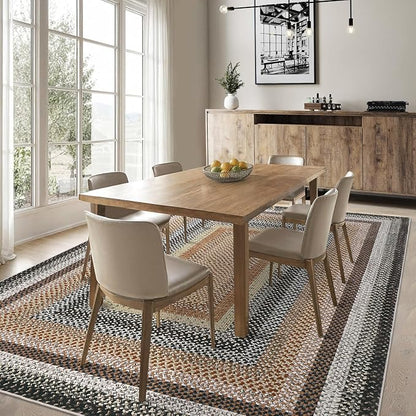 Imitation Braided Collection-Print Washable Rugs 10x13 Area Rug for Living Room Modern Bedroom Rug Soft Large Area Rug Non Slip Throw Rugs Stain Resistant Carpet for Nursery Dining Room
