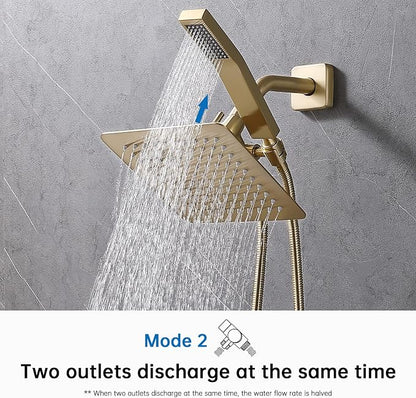 G-Promise Solid Metal Shower Head Diverter with Holder 3-Way | Spray Separately or Both, Adjustable-Angle Bracket, Anti-Leak, Smooth Knob Switch, Easy Install, Universal Replacement Part