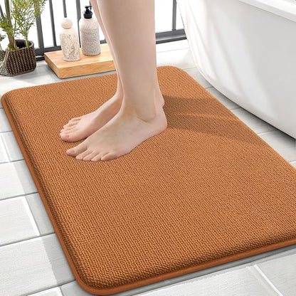 OLANLY Thick Memory Foam Small Bathroom Rug 24x16, Absorbent Bath Mat, Clay | Soft Quick Dry Bath Rugs, Non-Slip Carpet, Machine Washable Mat for Bathroom Floor, Tub and Shower, Home Decor Accessories