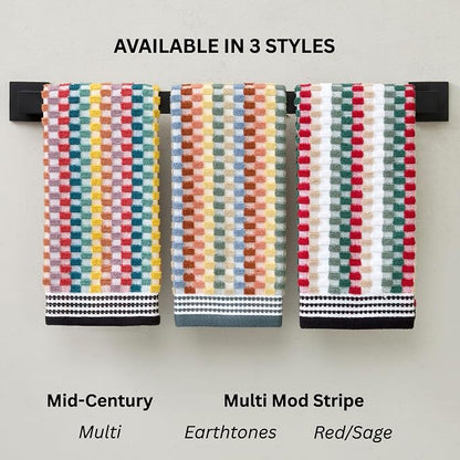 SKL Home Mid-Century Hand Towel Set-2pc, Premium 100% Cotton, Multi | Soft & absorbent, textured jacquard. Spa-level quality. 450 GSM weight. For the bathroom, kitchen, bar or any sink space.