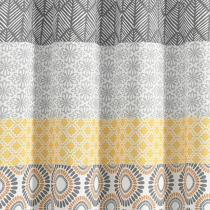 Lush Decor Bohemian Stripe Shower Curtain, 72" W x 72" L, Yellow & Gray - Bathroom Curtain - Striped Shower Curtain - Boho Decor - Fabric Shower Curtains